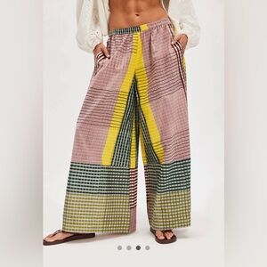 Rujuta Sheth Austin Pants in Ink Grid Block Print size XL